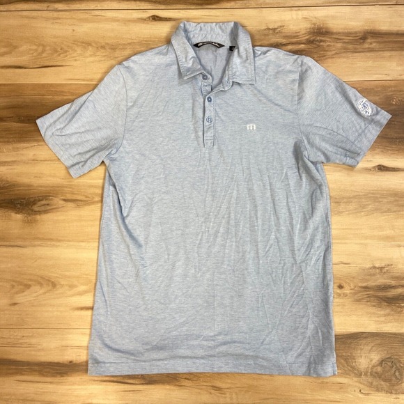 Travis Mathew Polo Shirt Mens Medium Golf Lightweight Blue embroidery - Picture 1 of 10